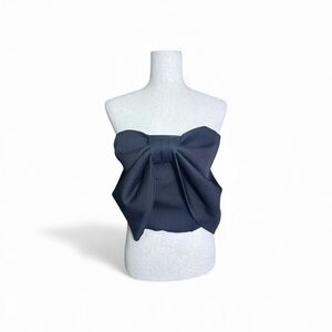 NWT La Ros Black Strapless Top with Big Bow Size Large